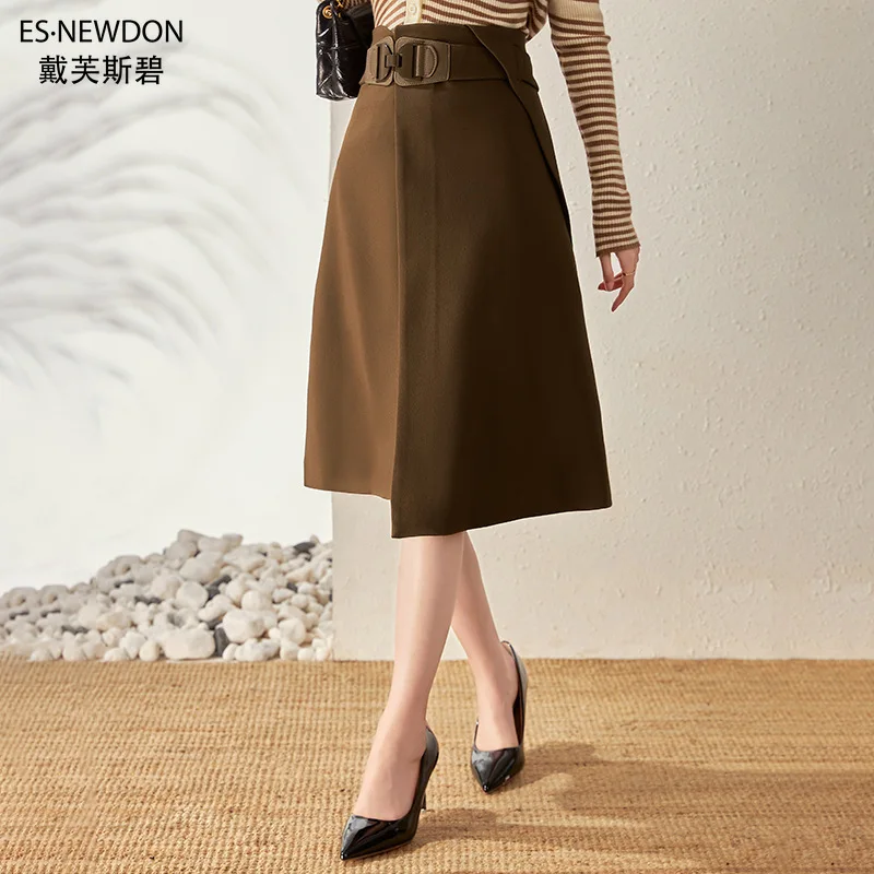 

Esnewdon 2021 Elegant Metal Belt Decorative Skirt Fashion and Thinnew Solid England Style Vintage Mini Black Pleated Mini Skirt