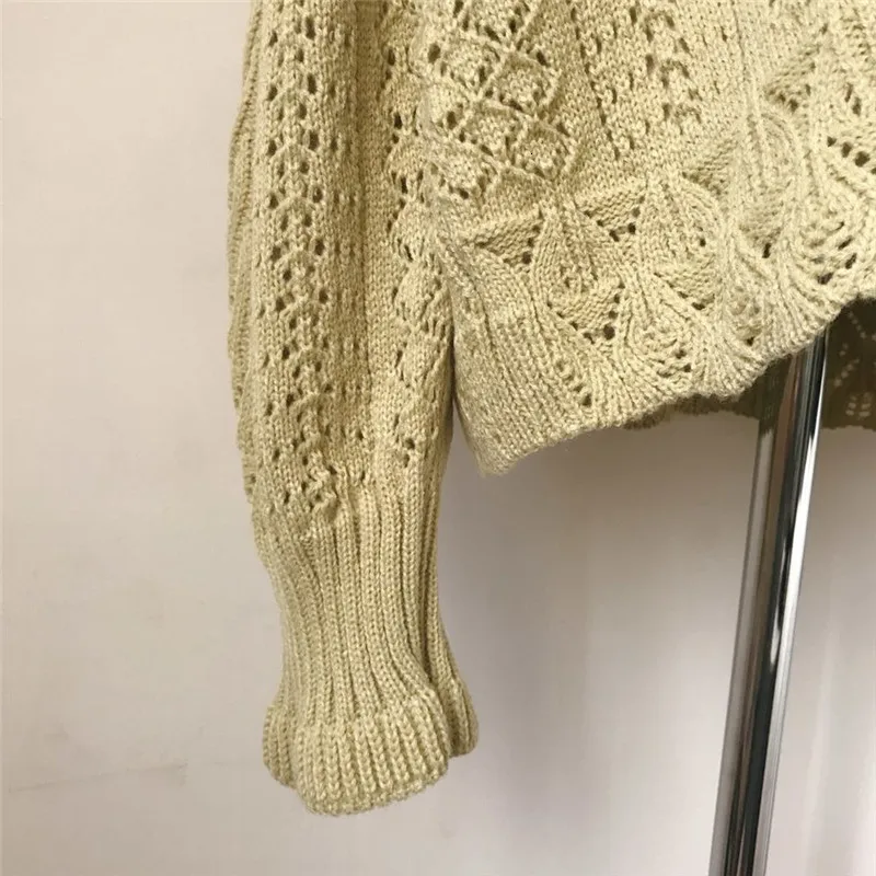

XUXI 2019 New Fall Clothes Women Sweater Cardigan VNeck Pearl Button Crochet Lace Solid Knitted Cardigan Cardigan Knitted FZ0253