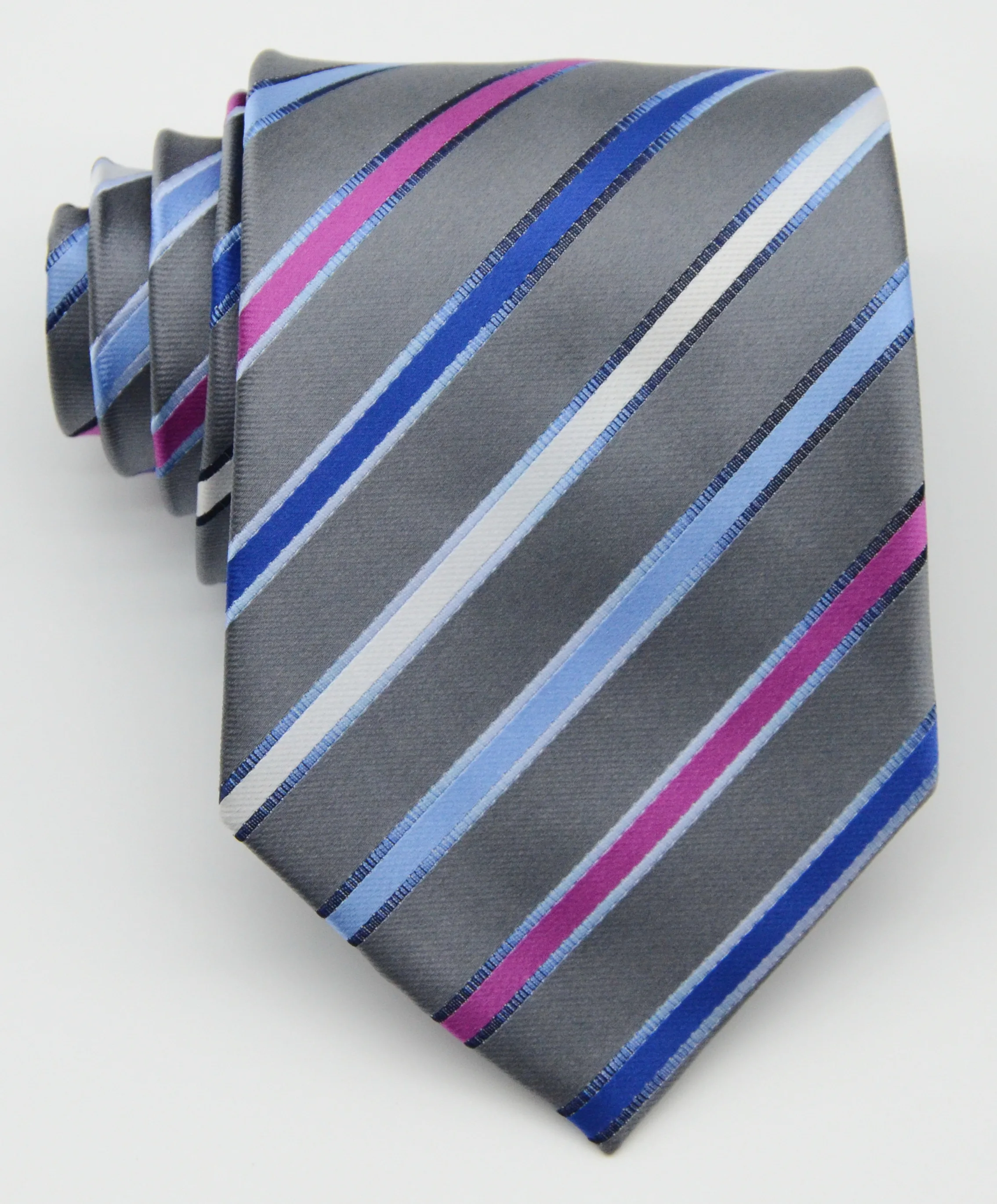 

Men's Striped Tie 100% Silk Red Blue Gray Jacquard Party Wedding Woven Fashion Design Necktie