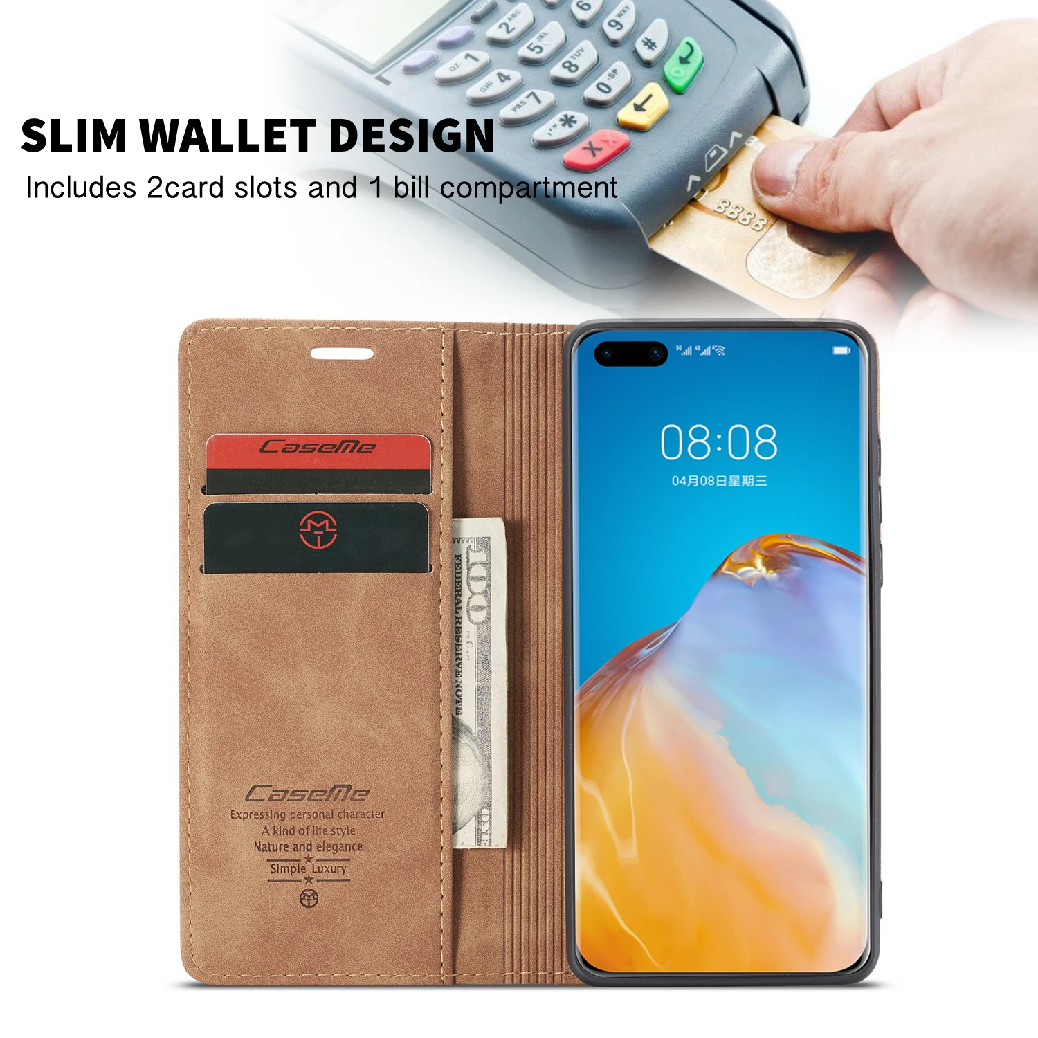 CaseMe чехол для Huawei P40 Pro Lite P30 Новый Ретро Магнитный кошелек кожаный флип-чехол Mate 30 |