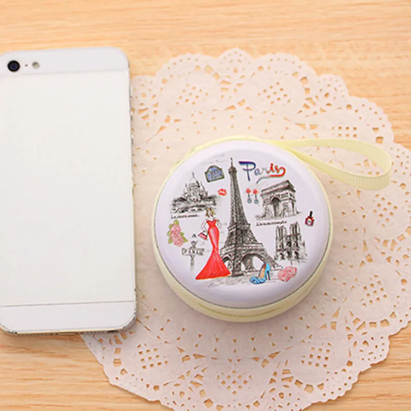 Портативный милый круглый кошелек с рисунком из мультфильма Эйфелева башня