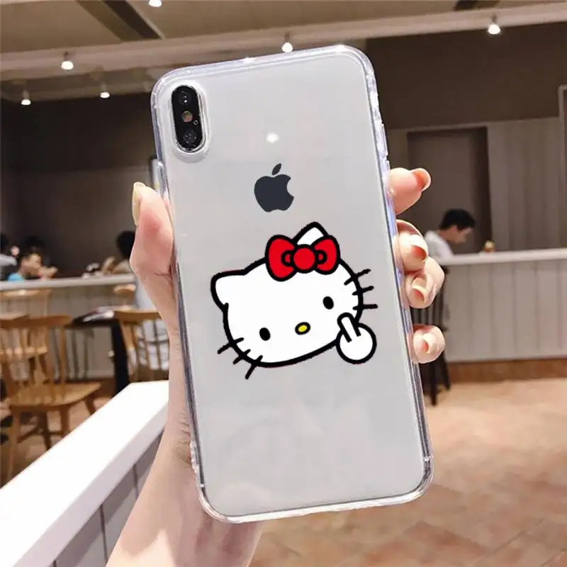 

Cute Kawaii Hellos Cat Kitties Phone Case Transparent soft For iphone 5 5s 5c se 6 6s 7 8 11 12 plus mini x xs xr pro max