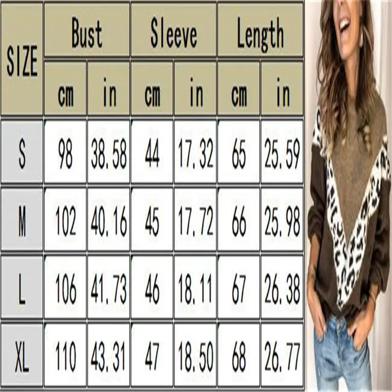 

Women's Winter Warm Knit Patchwork Leopard Prints Sweater Sweatshirt Jumper Pullover Casual Tops Blouse