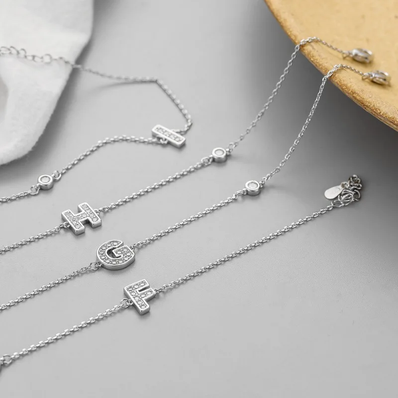 

Korean Simple 26 Letter Bracelet Zircon Rhinestone Copper Material Women Temperament Elegant Bracelet Wild Gift Jewelry