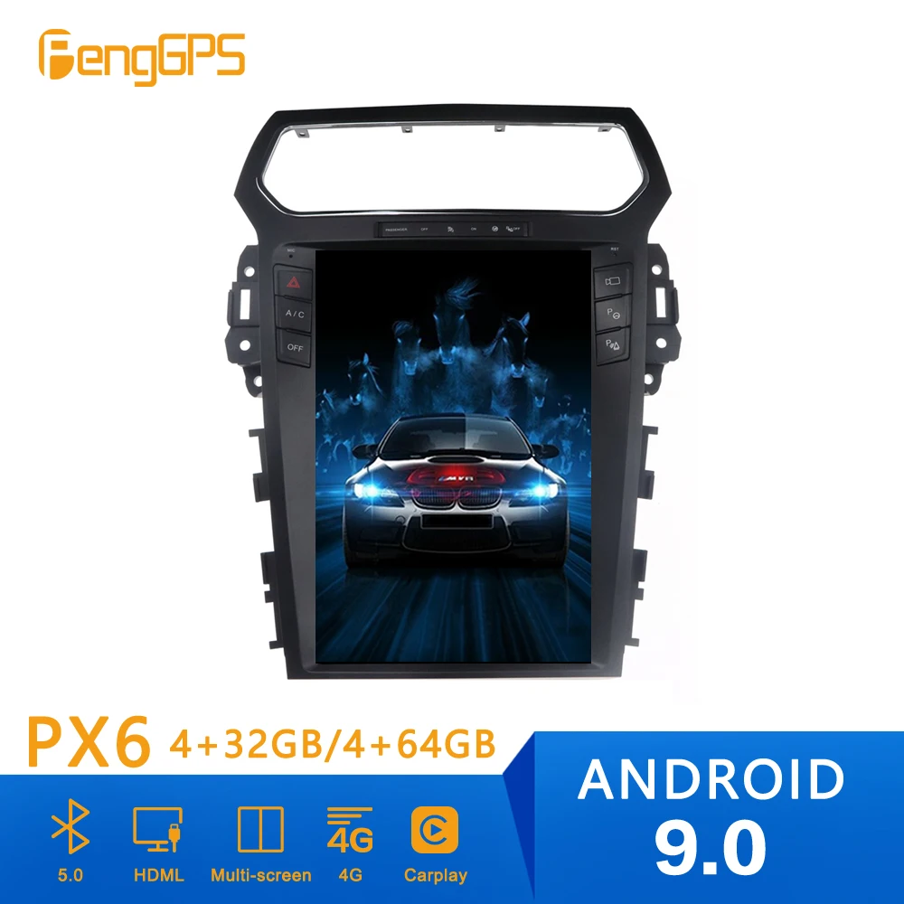 Автомагнитола в стиле Tesla Android 9 0 вертикальный экран для Ford Explorer 2011 + GPS навигация