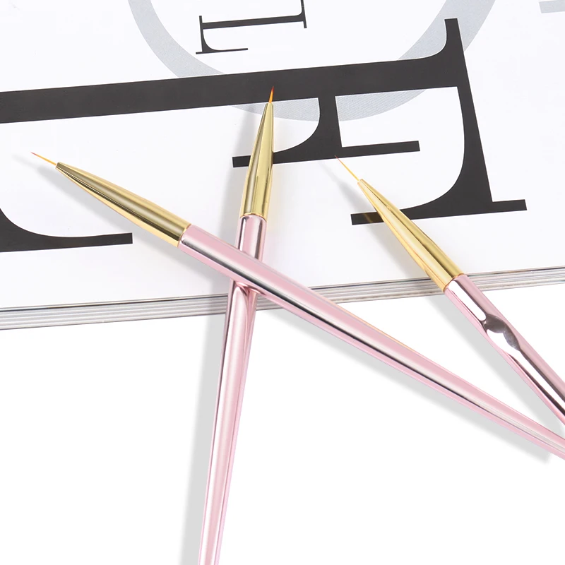 Набор кистей для дизайна ногтей 3 шт. кисти рисования УФ-геля акриловых розовые и