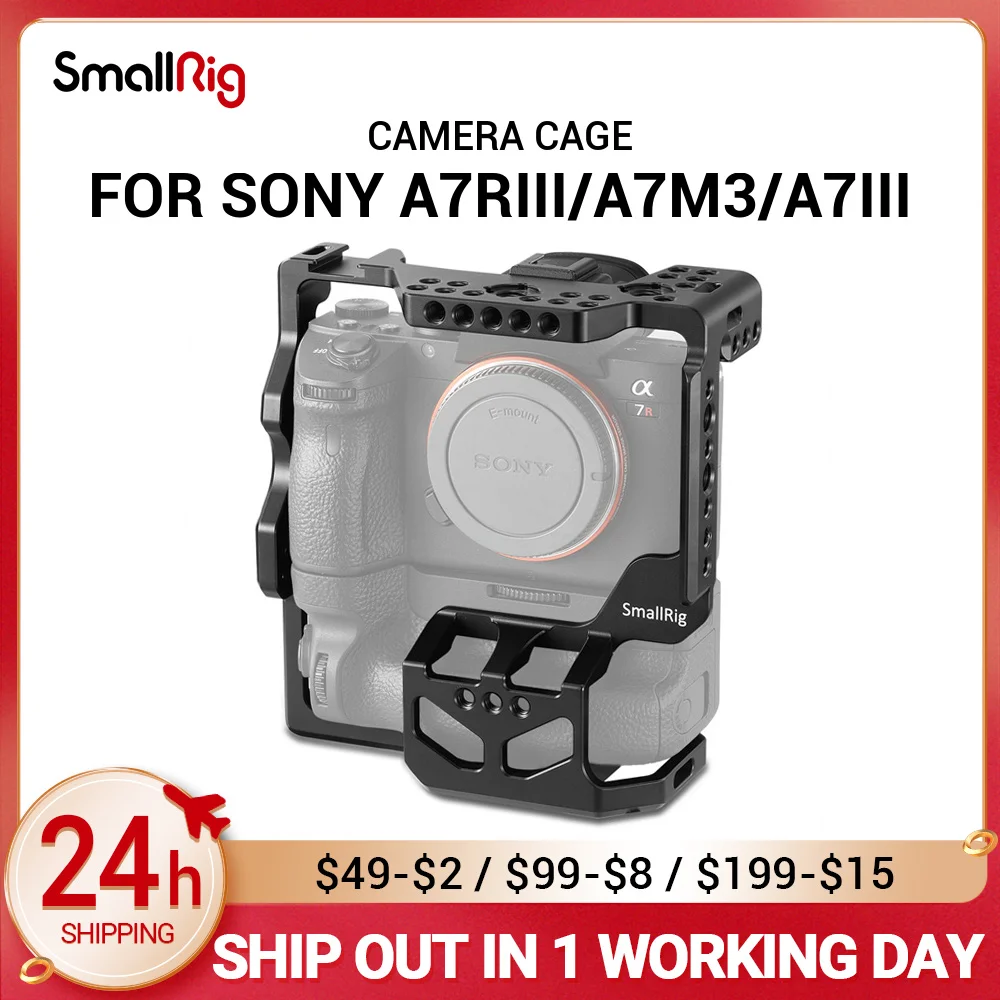 

SmallRig Dslr Camera Cage For Sony A7RIII/A7M3/A7III with VG-C3EM Vertical Grip With Cold Shoe mounting Camera Accessories 2176