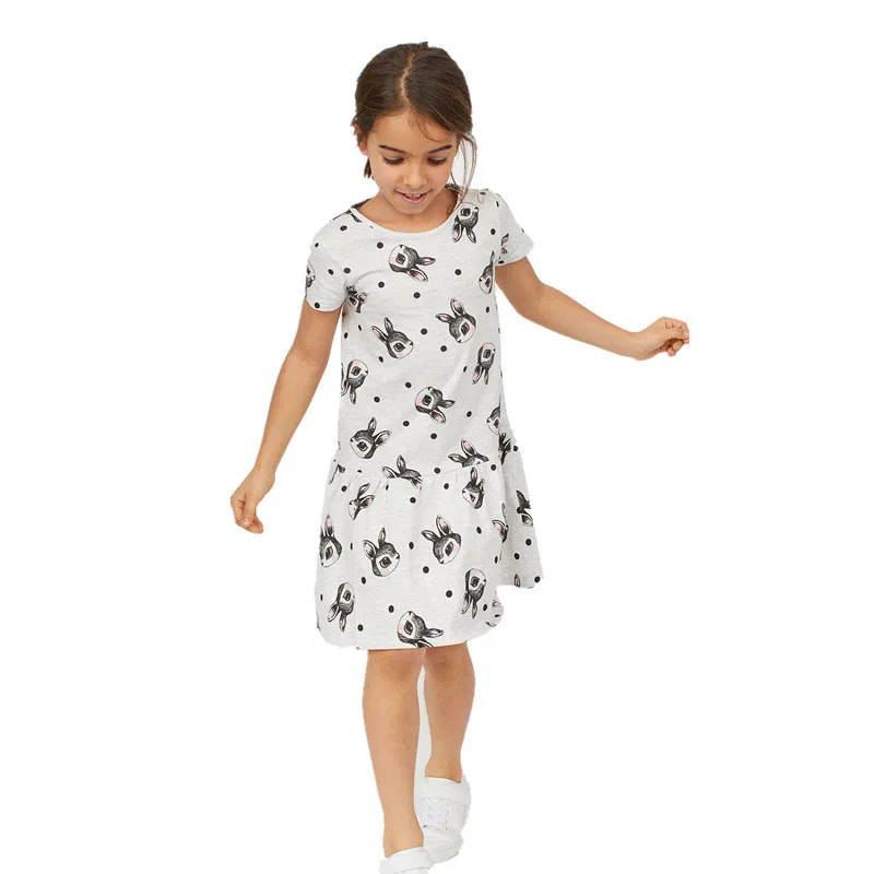 Vestido de algod&oacute;n de unicornio para ni&ntilde;as, ropa de dibujos animados de manga corta, nuevo dise&ntilde;o de animales, Verano-2