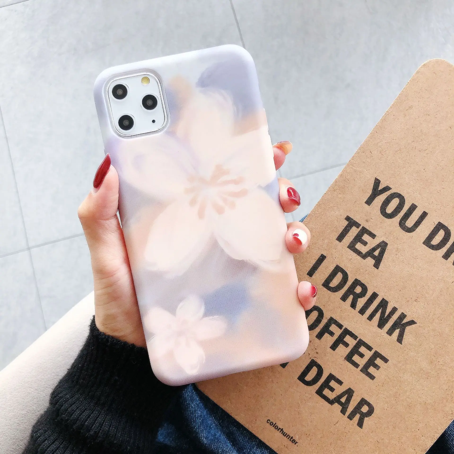 

CASEIER Watercolor Matte Flower Phone Case For iPhone 12 PRO MAX MINI 11 X XS XR 7 8 Plus Liquid Silicone Baby Skin Feel Covers