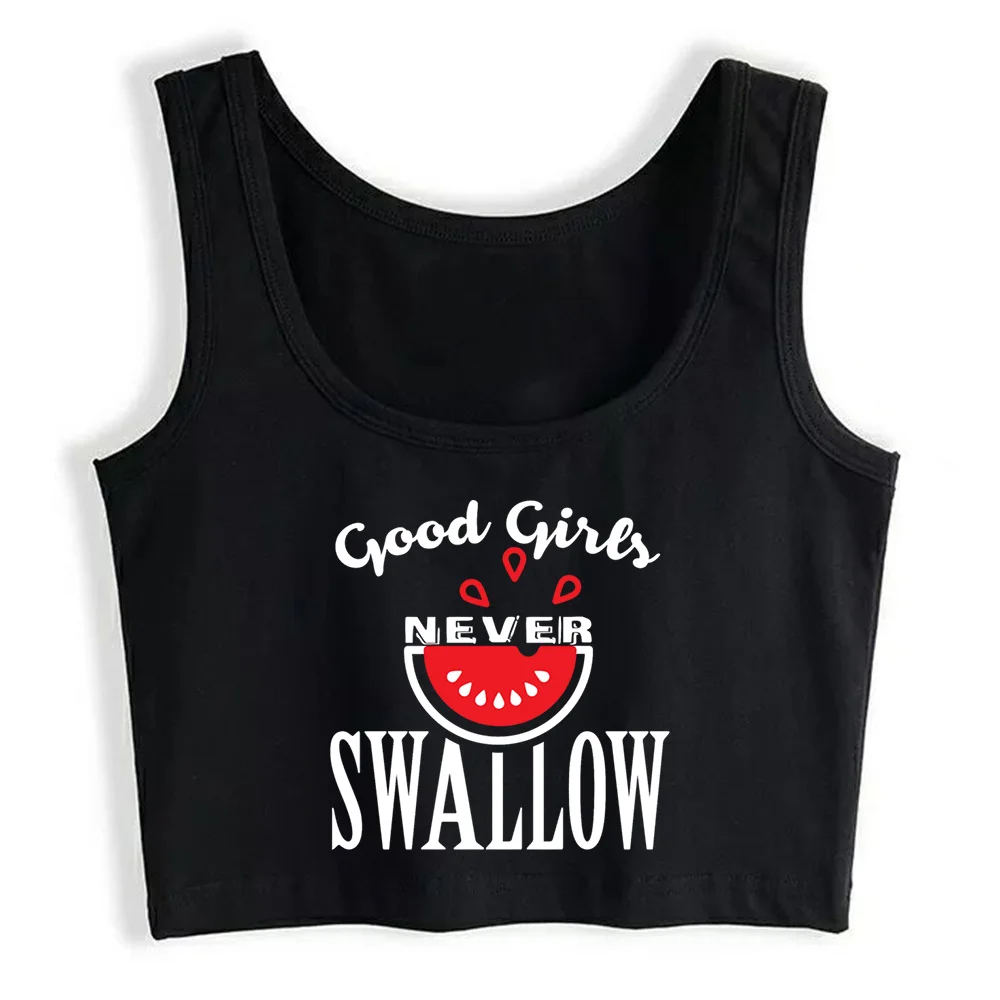 

Crop Top Women Swallow Good Girls Never Swallow Gothic Harajuku Grunge Emo Tank Top Female Clothes