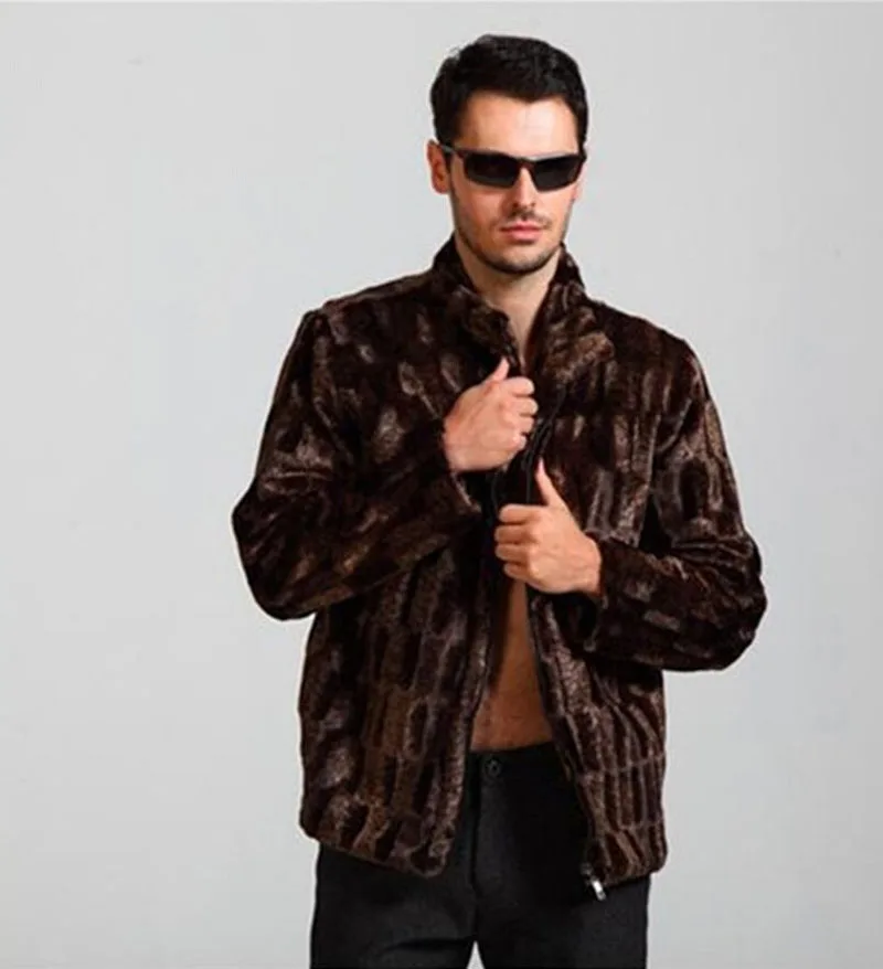 Новое зимнее мужское приталенное пальто из искусственного меха повседневное