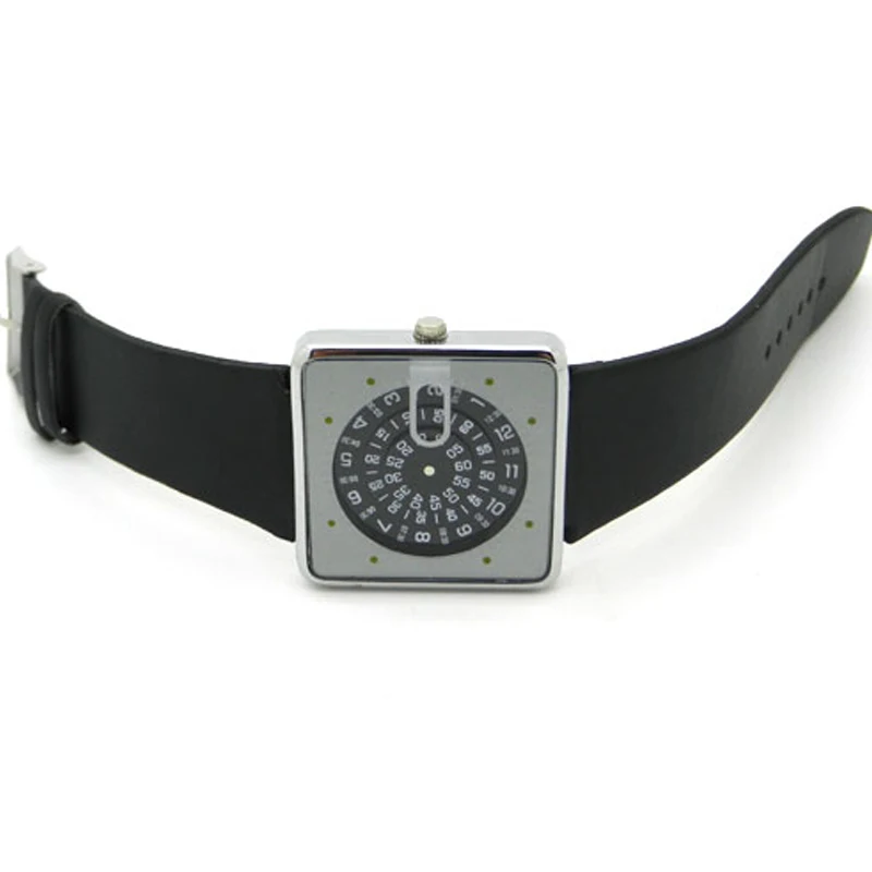 

Unique Men Watch Square Dial Turntable Numeral Creative Fashion Quartz Wristwatch For Men Women Clock Relogio Masculino Feminino