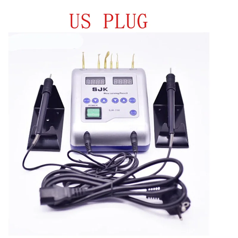 A type US PLUG 1 компл. Стоматологическое лабораторное оборудование Электрический воск резной нож A& B Тип 6 наконечники для воска 2 ручки стоматология лабораторный инструмент стоматолога waxer - Цвет: A type US PLUG