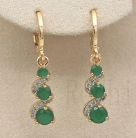 1 2 swirl round emerald jade topaz wedding dangle women earrings