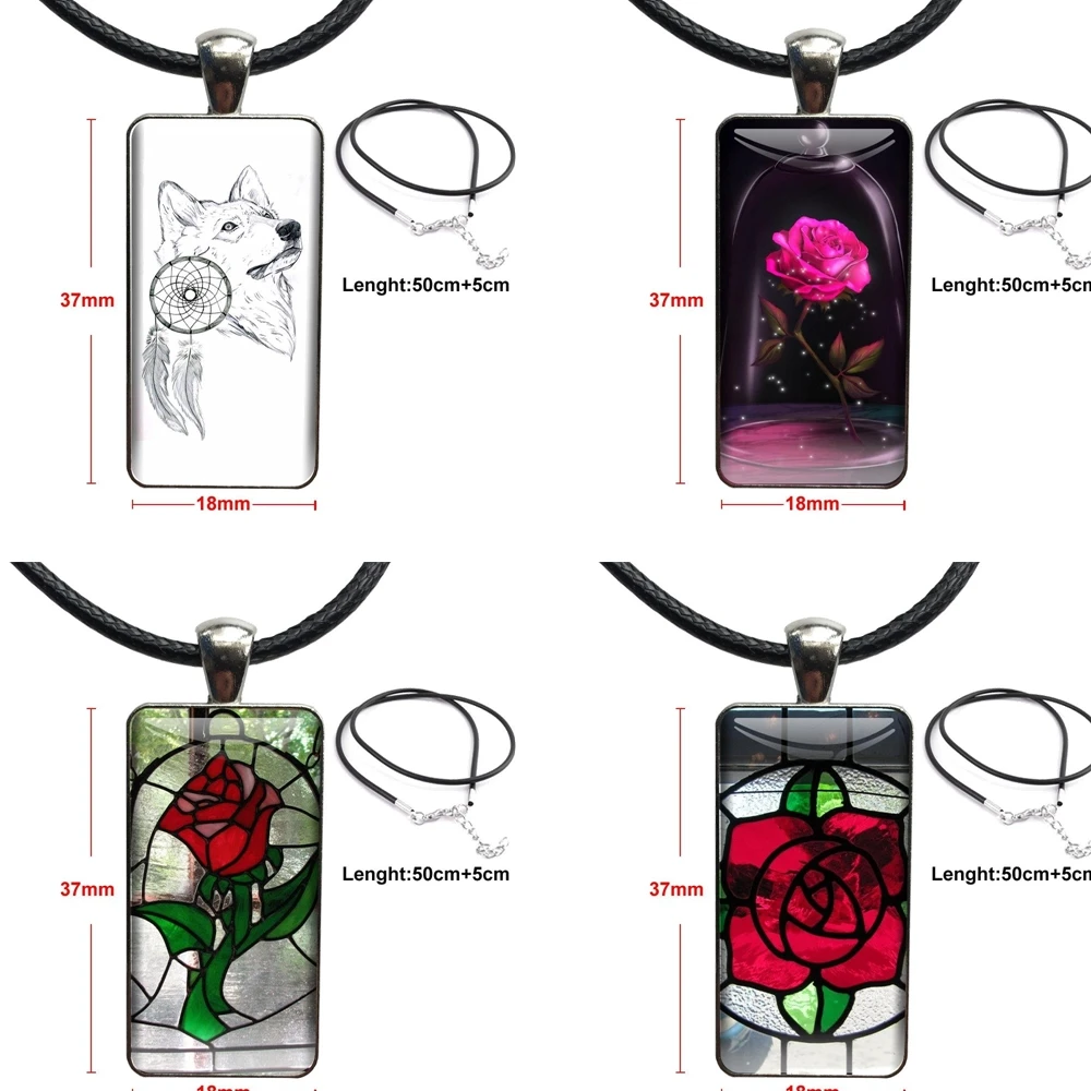 For Women Kids Gift Stained Glass Rose Colours Glass Pendant Galaxy Pendant Necklace Women Steel Plated Necklaces Jewelry