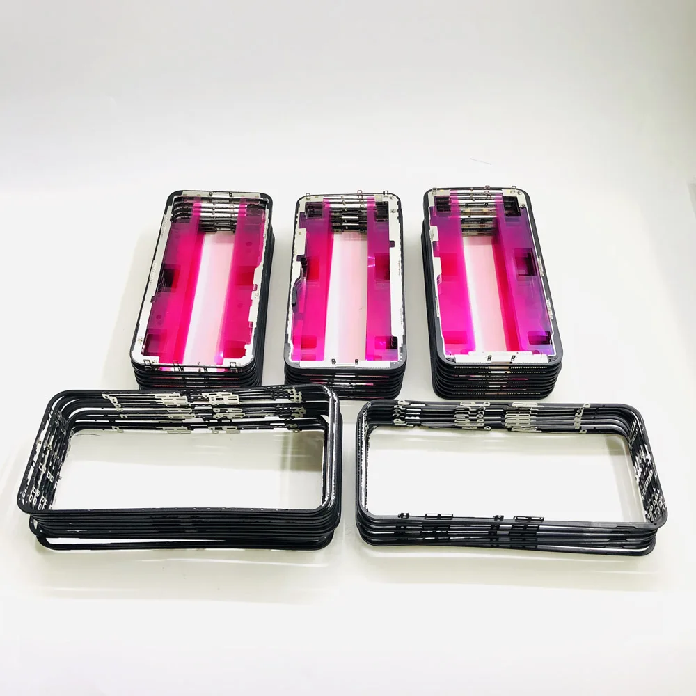 10pcs mobile phone frames with glue adhesive sticker for iphone x xs max 13 11 12 pro max crakced lcd bezel housing repair parts free global shipping