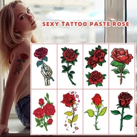 8pcs sexy rose tattoo sticker womens waterproof hand waist chest ankle collarbone temporary tatoo body makeup waterproof