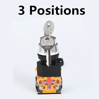 3 Positions Электрическая поворотная ручка переключателя 22 мм 2/3 селектор положения выключатель питания самоблокирующийся 1NO 1NC LA38-11Y2 LA38-11Y3 - Цвет: 3 Positions