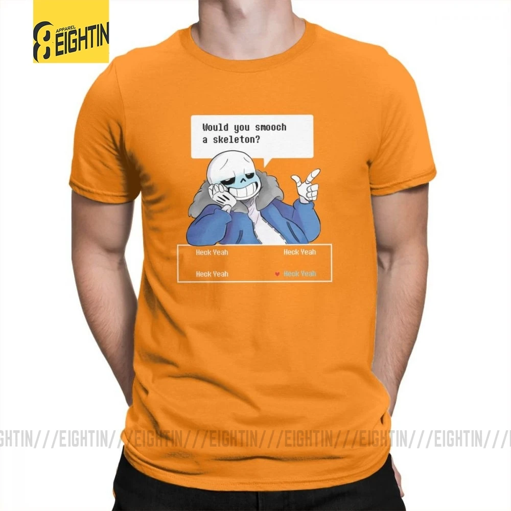 Футболки Undertale Новые мужские футболки с круглым вырезом из чистого хлопка с коротким рукавом для отдыха больших размеров - Цвет: Оранжевый