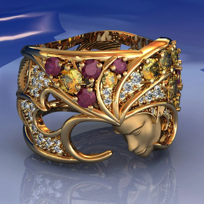 Кольцо с мистическим человеческим лицом для мужчин и женщин винтажные