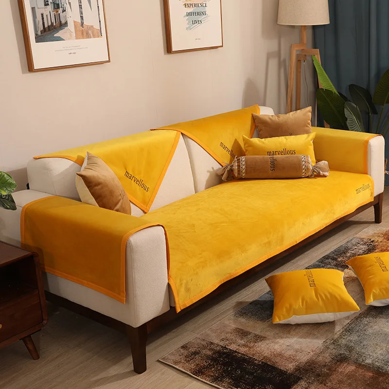 Однотонная одежда голландский бархат для диванов Nordic современный диванную