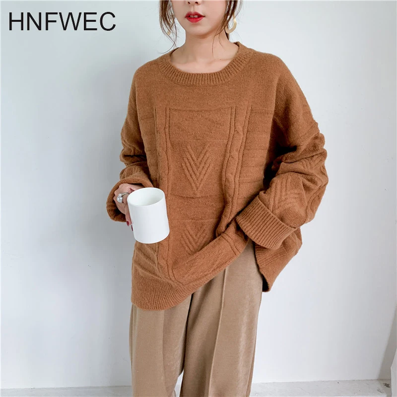 

Knitting Sweater Loose Fit Round Neck Long Sleeve Women Pullovers New Fashion Tide Autumn Winter 2020 K306