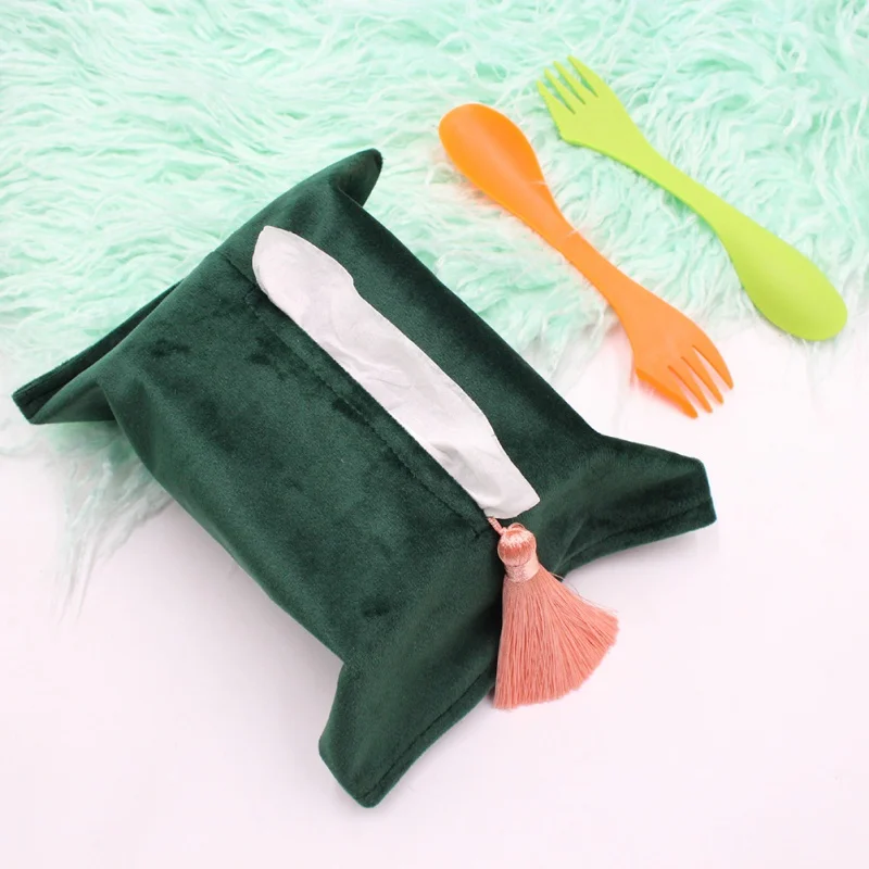 Бархатная коробка для салфеток домашняя простая однотонная | Дом и сад