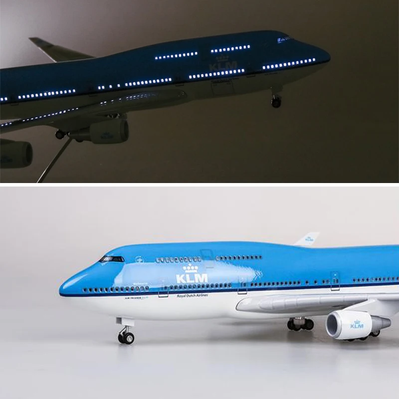 

1:157 масштаб смолы самолет KLM Королевский голландский B747 47 см самолет Аэробус модель с светильник литой колесный самолет для Коллекция подар...