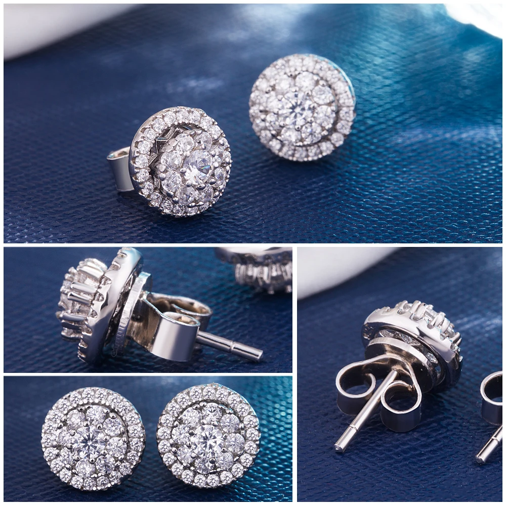 

Romantic Valentine's Day 925 Sterling Silver Stud Earrings Lady Fashion Jewelry Zircon Inlay Design Solid Stud Earrings bijoux