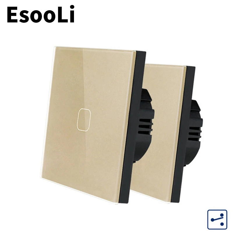 EsooLi умный дом стандарт ЕС Роскошная стеклянная Хрустальная панель 1 комплект 2