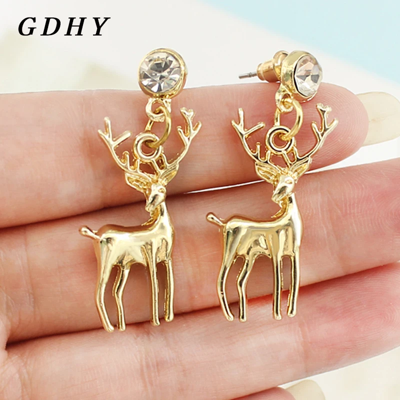 Модные серьги капли GDHY в виде оленя рождественские подарки животных для женщин