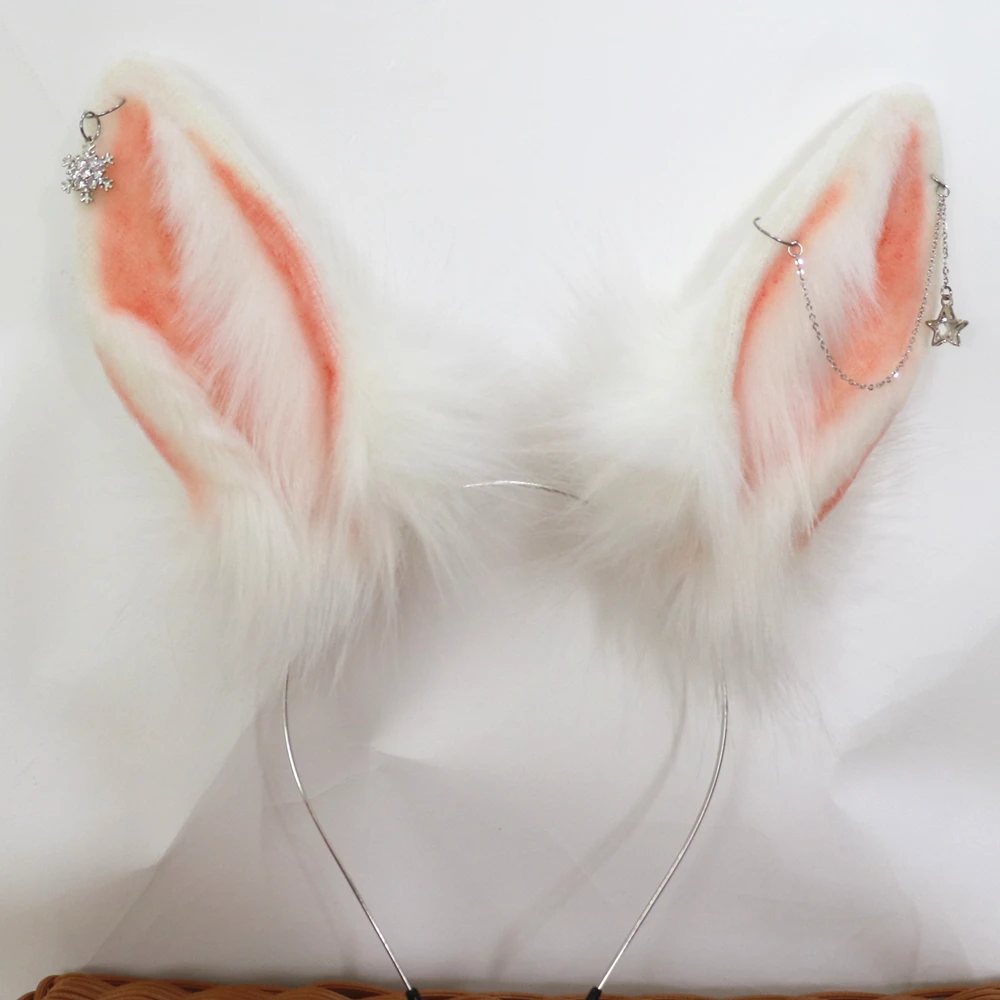 

New White Snow Rabbit Beast Ear Hair Hoop Headwear cosplay costume accessories for Girl female