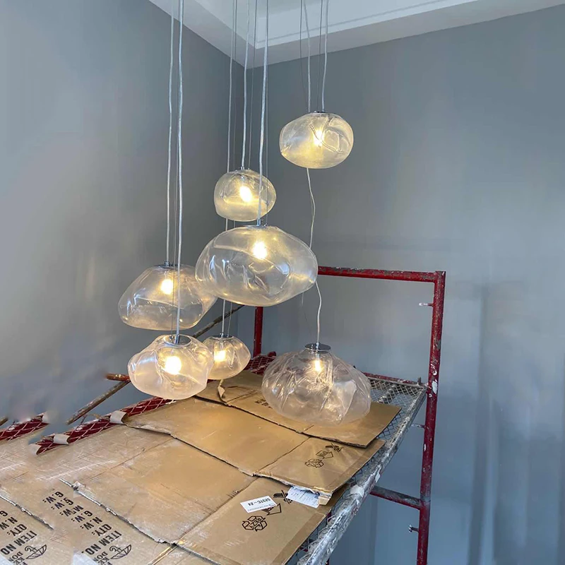 

Nordic minimalist living room glass chandelier creative restaurant bar villa model room exhibition hall staircase light