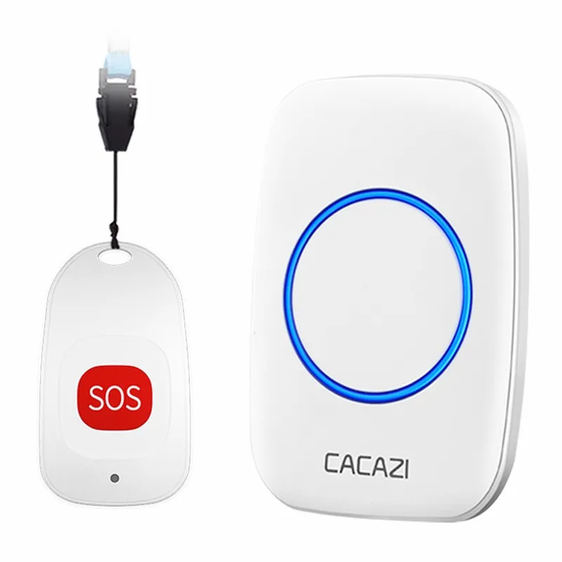 1 sos 1 receiver CACAZI умный дом беспроводной пейджер дверной звонок для пожилых людей Аварийная сигнализация 80 м удаленный звонок США ЕС Великобритания вилка 1 Кнопка 1 пейджер 1 приемник - Цвет: 1 sos 1 receiver