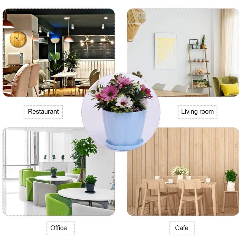 

12 Sets of Colorful Plastic Flower Pots with Trays, Indoor and Outdoor Flower Pots (Ran Colors)