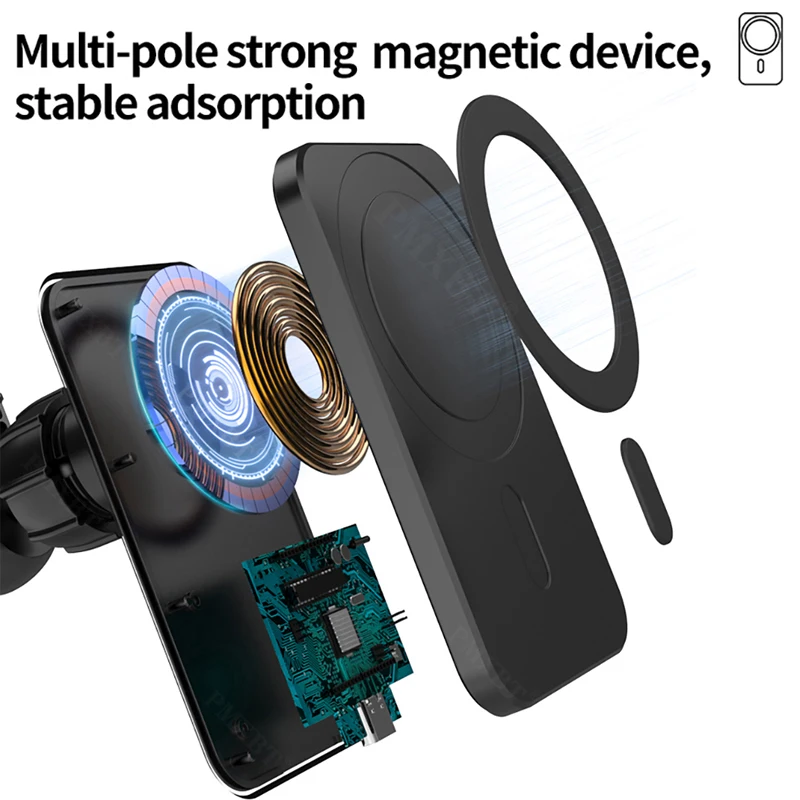 mag magnetic wireless car charger stand for iphone 12 pro max mini safe 15w fast charging air vent mount adsorbable phone holder free global shipping