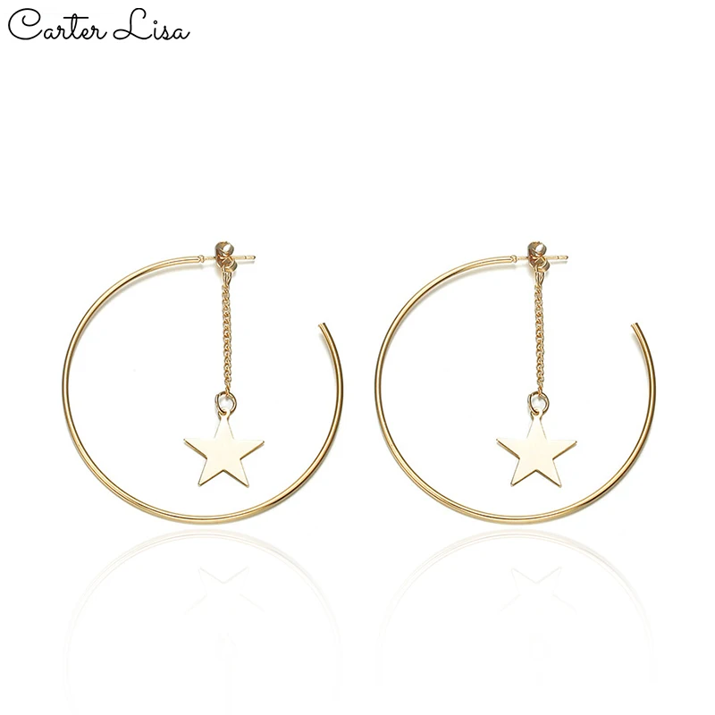 Женские серьги в Корейском стиле CARTER LISA большой круг обруч золотого цвета