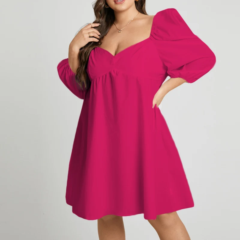 

Повседневное мини-платье VONDA 2022, женское сексуальное плиссированвечерние вечернее платье на молнии с V-образным вырезом, свободный мешковат...