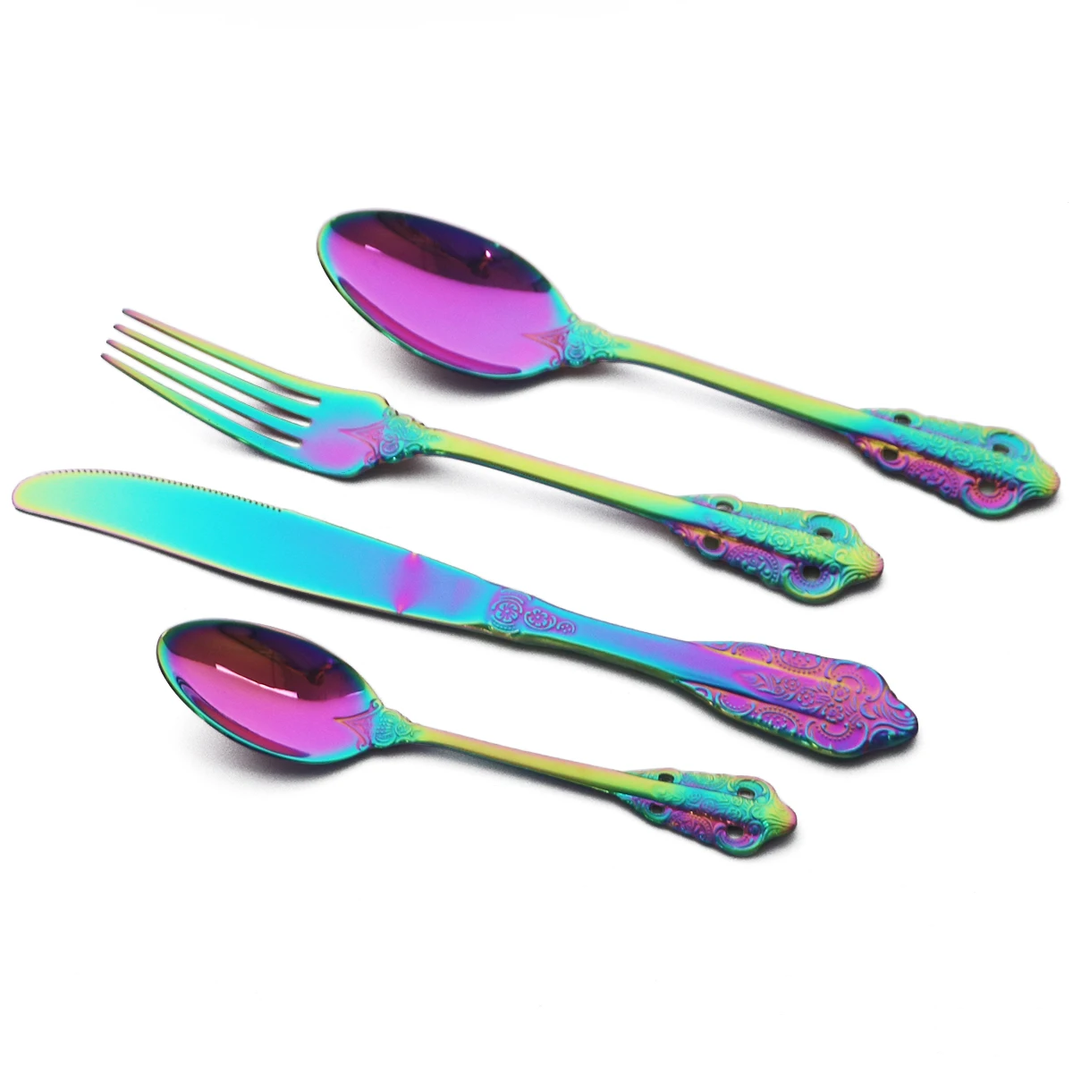 Набор разноцветных столовых приборов из нержавеющей стали 304 24 шт.|Столовые