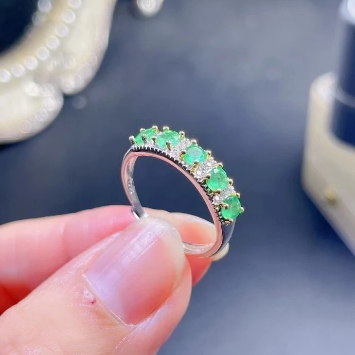 

Классическое серебряное кольцо с драгоценным камнем для повседневной носки, женское Ювелирное Украшение из серебра 100% пробы с изумрудом 3 м...