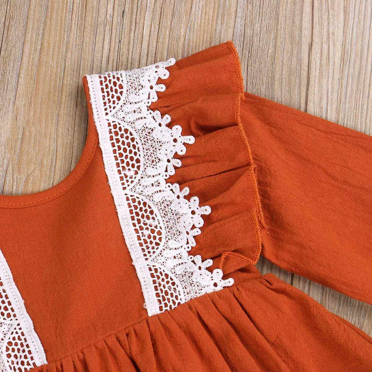 

Canis Autumn Lovely Baby Girls Sleevelsse/Long Sleeve Romper Dress Lace Solid Ruffles Backless Jumpsuits 0-18M