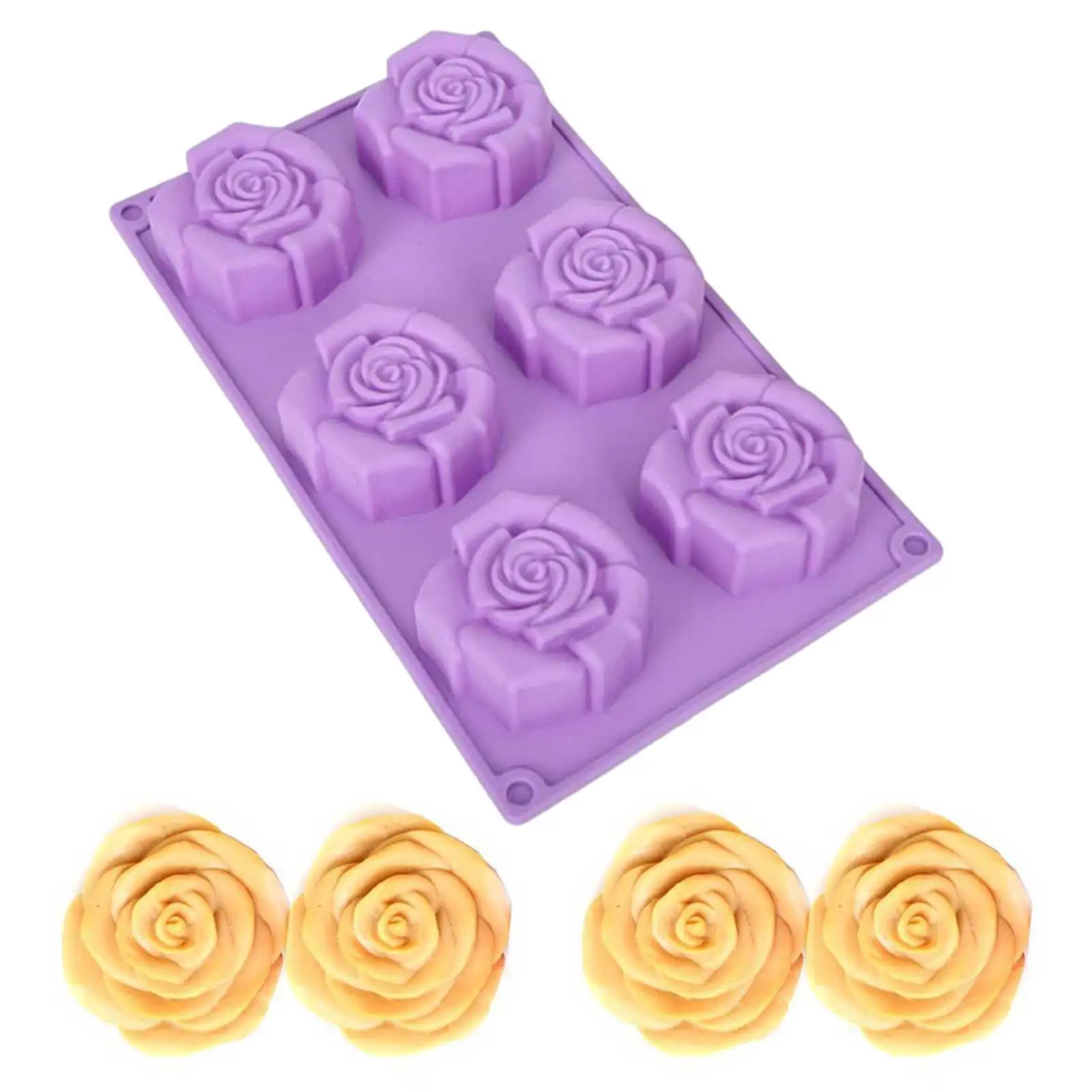 

Rose Cake Mold 6-Grid Handmade DIY Flower Baking Tool Random Color