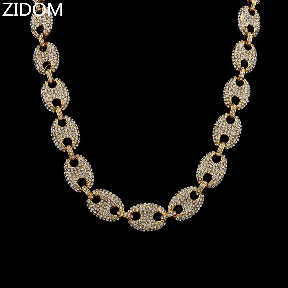 Мужские сверкающие цепи в стиле хип-хоп ожерелья стразы с закрепкой Длинная