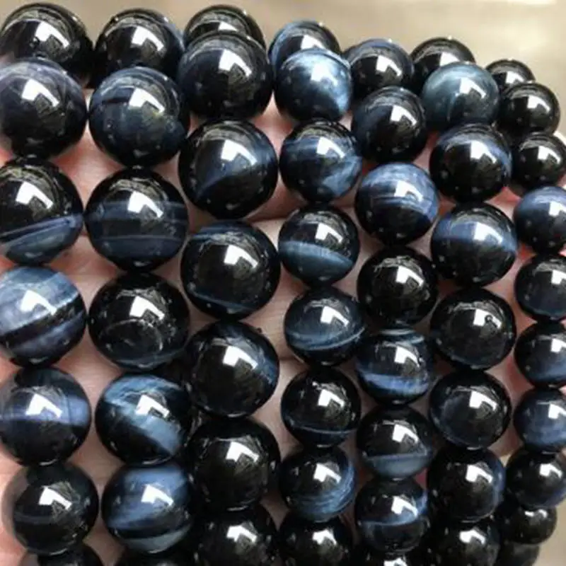 

High Quality Natural Blue Tiger Eye Stone 4/6/8/10/12/14/16mm Smooth Round Necklace Bracelet Jewelry Loose Beads 38cm wk175