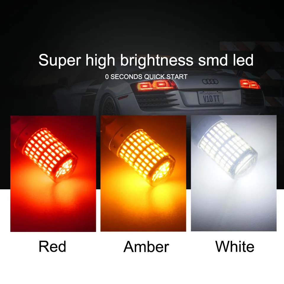 ANMINGPU 1X 1156 светодиодные лампы P21W BA15S BAU15S PY21W Led 1157 BAY15D P21/5 Вт 3014SMD сигнальные сигнала