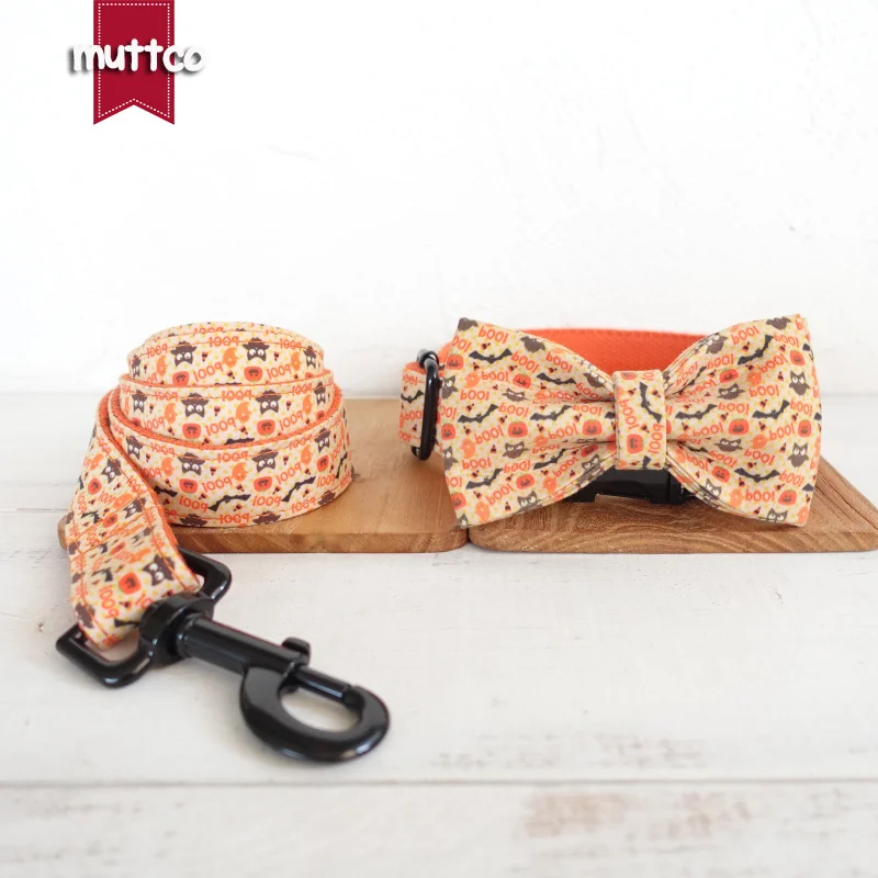 

Уникальный ошейник MUTTCO для питомцев, гибкий ошейник-бабочка для собак HALLOWEN, поводок с галстуком-бабочкой для щенков, 5 размеров, UDC059H