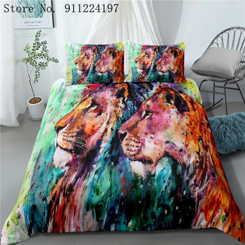 Комплект постельного белья с акварельным рисунком животных комплект из 2/3