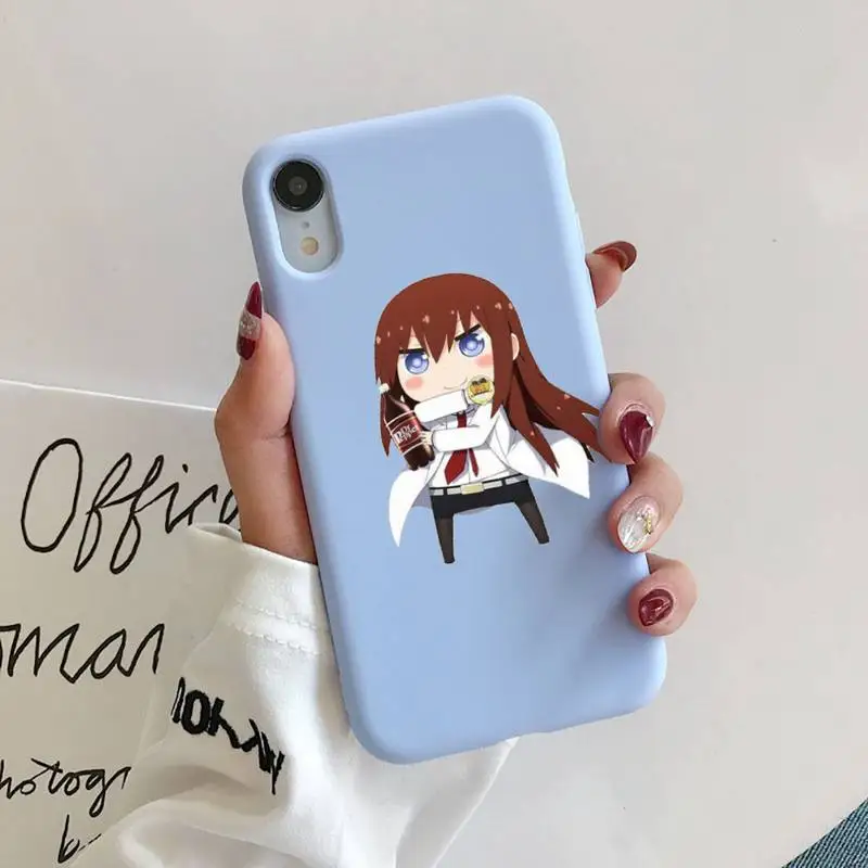 

Steins Gate Phone Case for iphone 11 Pro Max X XS Max XR Candy Color Soft Cover For iPhone 7 8 6 6S Plus Funda Cases