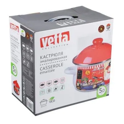 VETTA Повар Кастрюля эмалированная 24см 5 0л индукция | Дом и сад