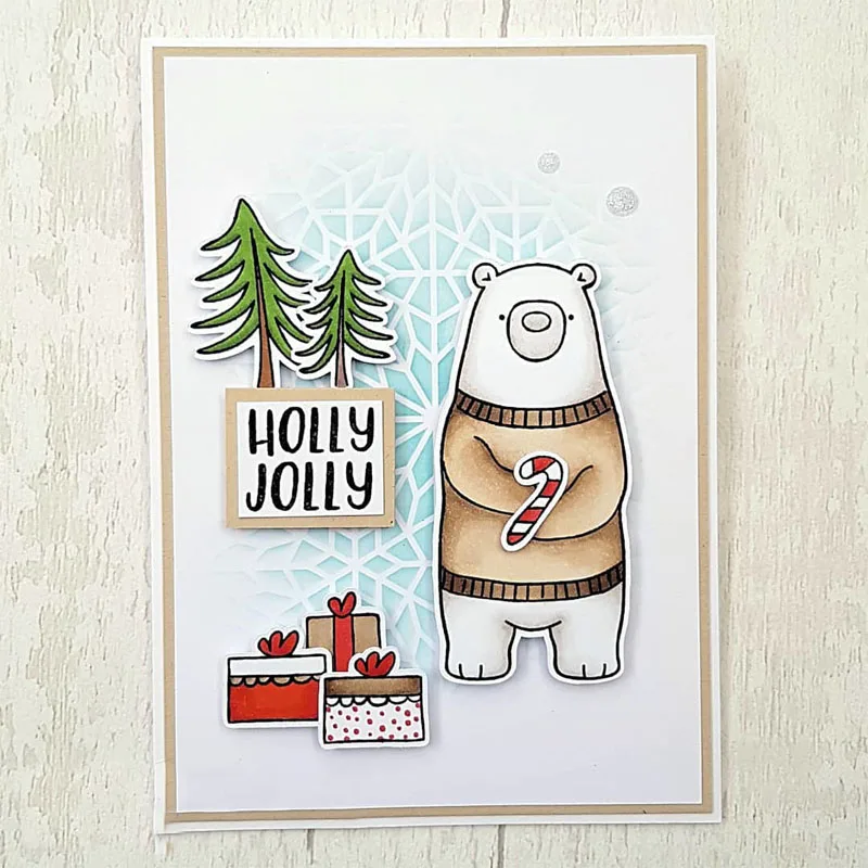 Медведь обнимает штампы и набор Happy Hoilday прозрачный штамп Вырубные для DIY бумажные